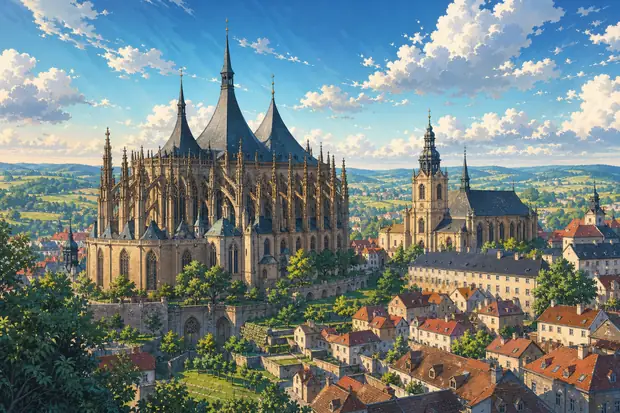 Kutná Hora: Historical Town Centre with the Church of St Barbara and the Cathedral of Our Lady at Sedlecのイメージ画像